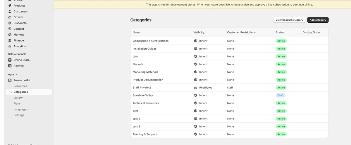 ResourceHub Categories section
