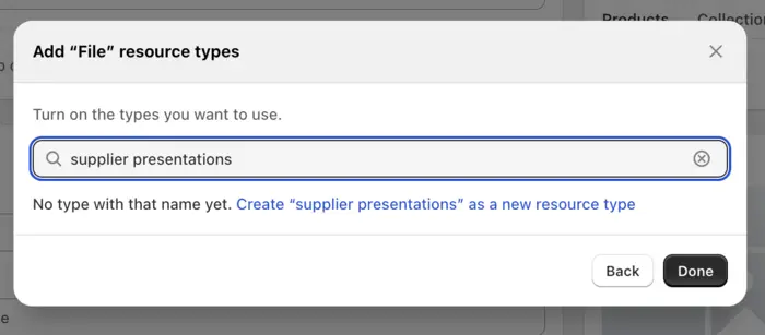 Create a new Resource Type from search in ResourceHub