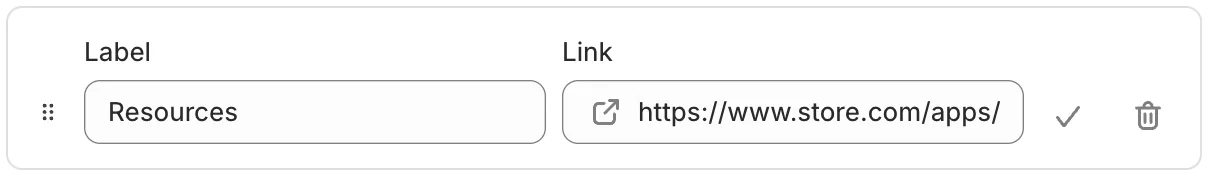 Shopify menu item with Resources label and ResourceHub library link