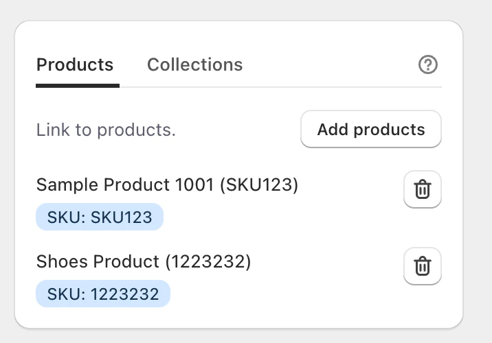 Products section on a ResourceHub resource